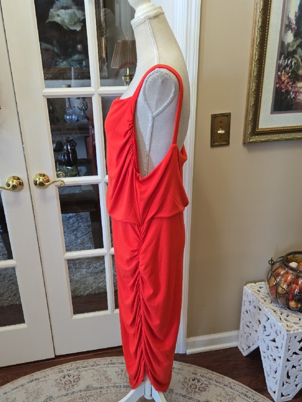 sofia by sofia vergara Bright Red Draped Maxi Dress Sleeveless Stretch XXXL NEW - Picture 2 of 7